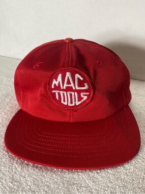 Vintage Red Mac Tools Embroidered Logo Snap Back Trucker Hat
